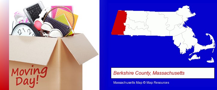 moving day; Berkshire County, Massachusetts highlighted in red on a map