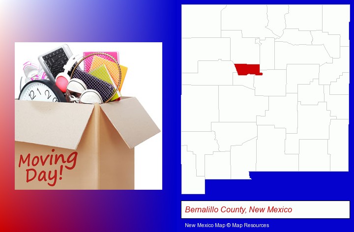 moving day; Bernalillo County, New Mexico highlighted in red on a map