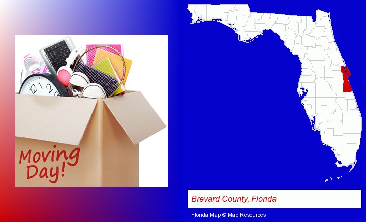 moving day; Brevard County, Florida highlighted in red on a map