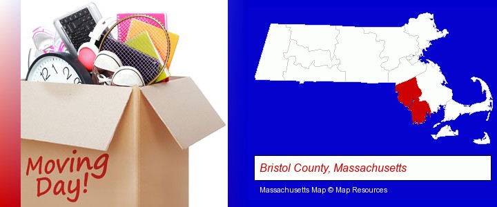 moving day; Bristol County, Massachusetts highlighted in red on a map