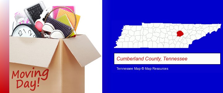 moving day; Cumberland County, Tennessee highlighted in red on a map