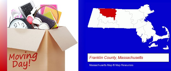 moving day; Franklin County, Massachusetts highlighted in red on a map