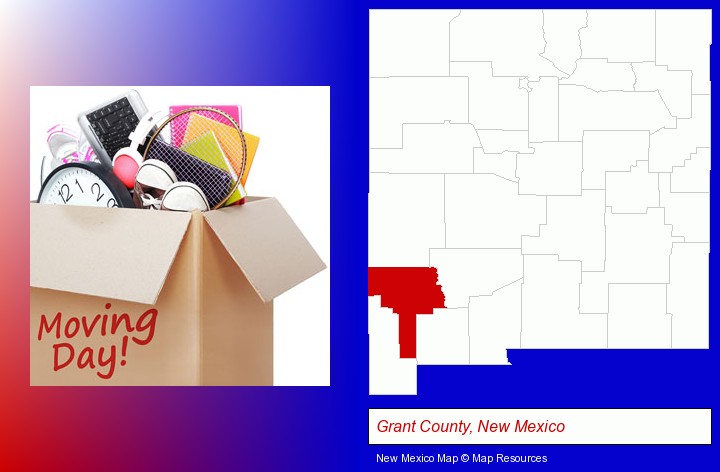 moving day; Grant County, New Mexico highlighted in red on a map