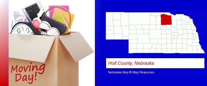 moving day; Holt County, Nebraska highlighted in red on a map