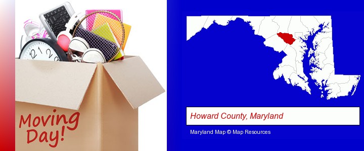 moving day; Howard County, Maryland highlighted in red on a map
