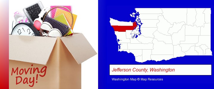 moving day; Jefferson County, Washington highlighted in red on a map