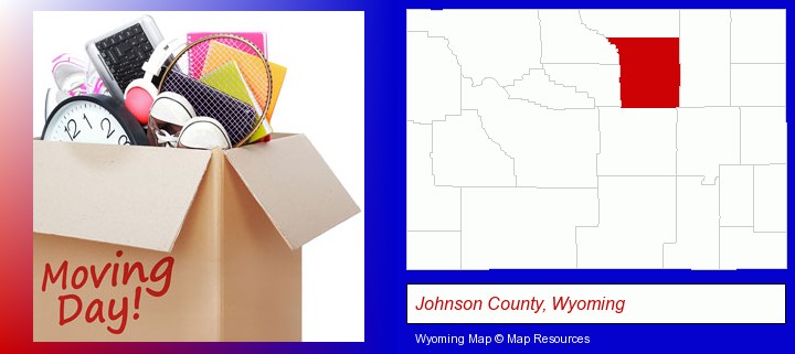 moving day; Johnson County, Wyoming highlighted in red on a map