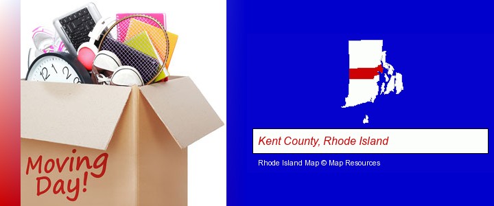 moving day; Kent County, Rhode Island highlighted in red on a map