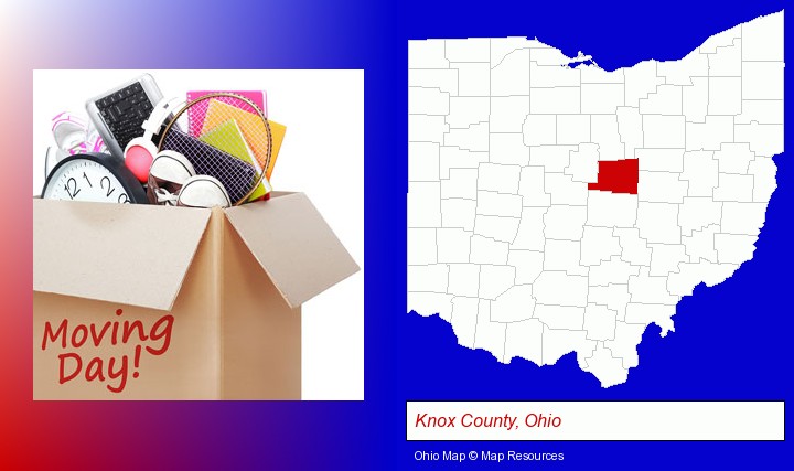 moving day; Knox County, Ohio highlighted in red on a map