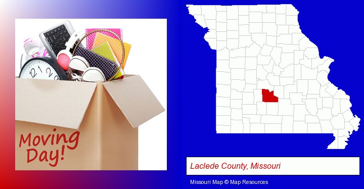 moving day; Laclede County, Missouri highlighted in red on a map