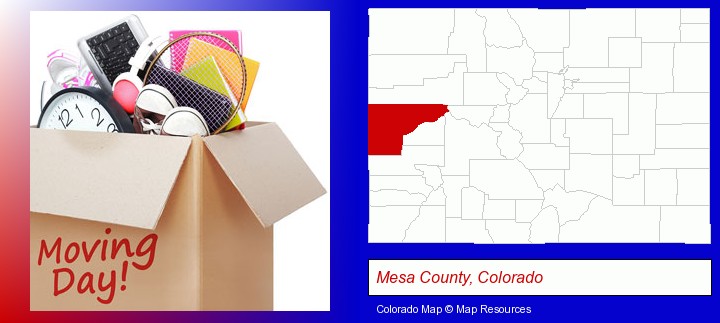 moving day; Mesa County, Colorado highlighted in red on a map