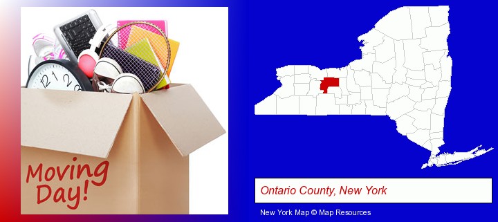 moving day; Ontario County, New York highlighted in red on a map