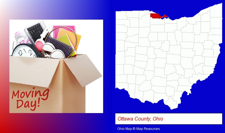 moving day; Ottawa County, Ohio highlighted in red on a map