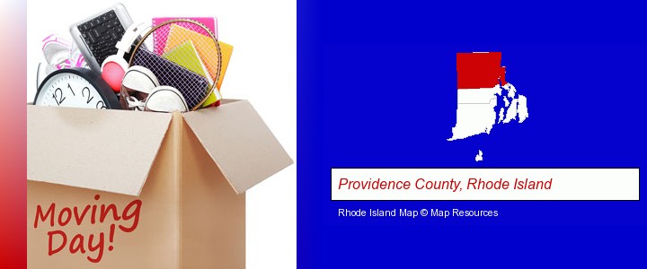moving day; Providence County, Rhode Island highlighted in red on a map