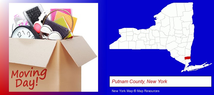 moving day; Putnam County, New York highlighted in red on a map