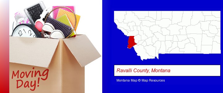 moving day; Ravalli County, Montana highlighted in red on a map