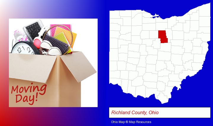 moving day; Richland County, Ohio highlighted in red on a map