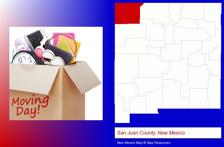 moving day; San Juan County, New Mexico highlighted in red on a map