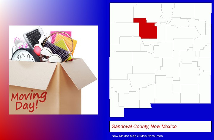 moving day; Sandoval County, New Mexico highlighted in red on a map