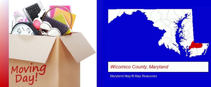 moving day; Wicomico County, Maryland highlighted in red on a map