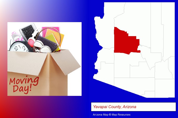 moving day; Yavapai County, Arizona highlighted in red on a map